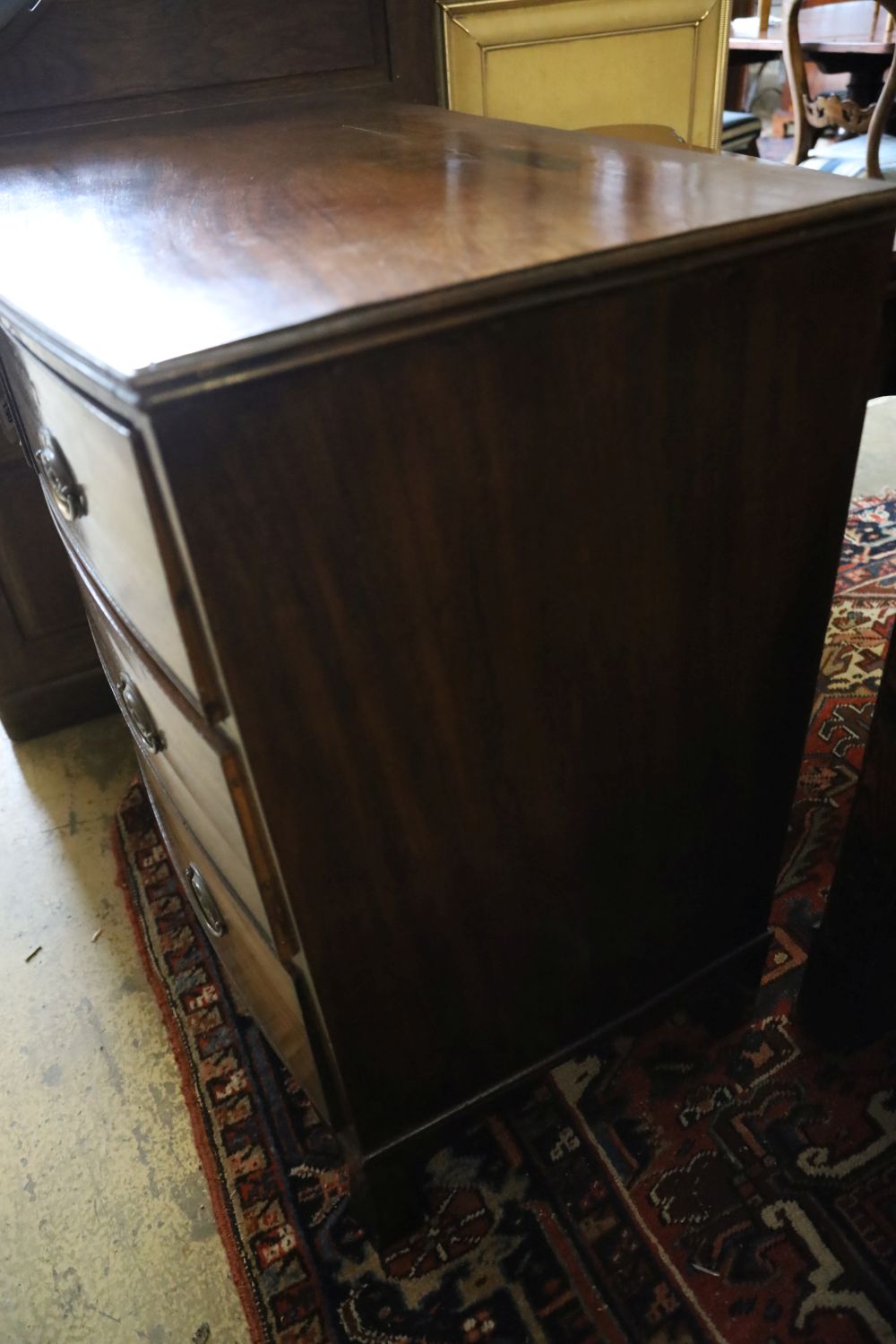 A 19th century mahogany bow-fronted small chest of drawers, width 89cm, depth 50cm, height 83cm